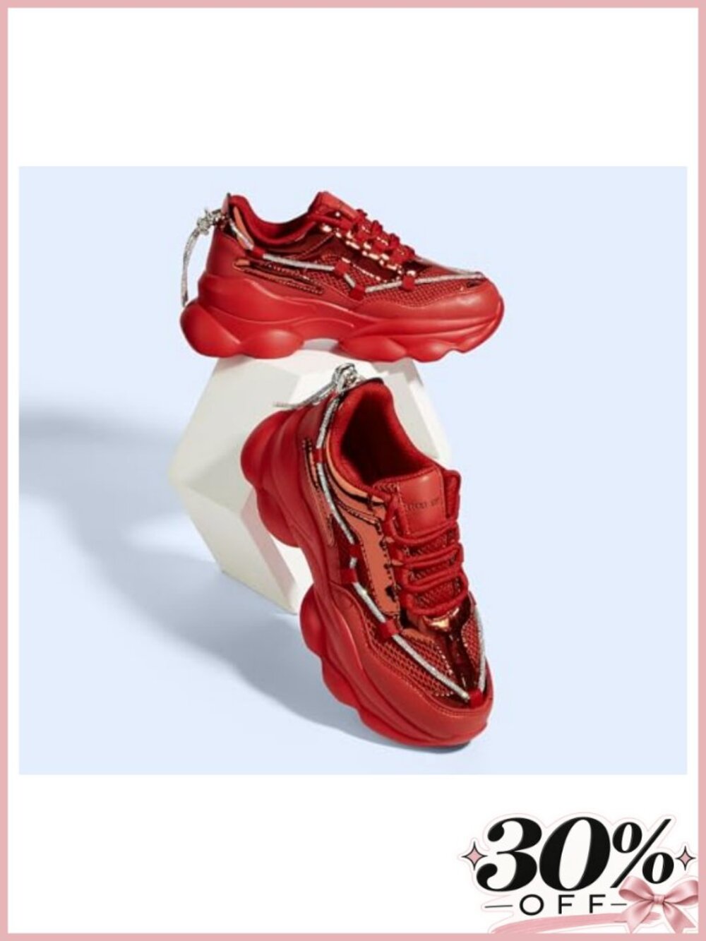 Women's Chunky Platform Sneakers with Rhinestone Rope - Picture 5 of 6